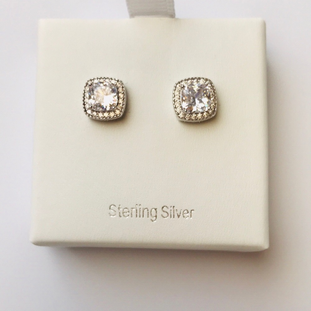 Addison Blvd Square Sterling Silver Stud Earrings